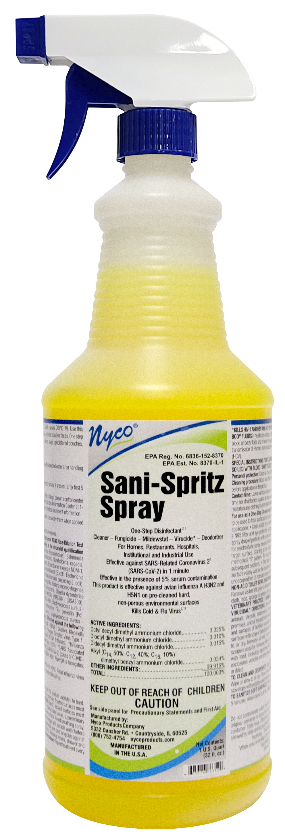 Spray 3 en 1 : désinfectant - détergent - nettoyant 750 ml SANILIFE 310.0217