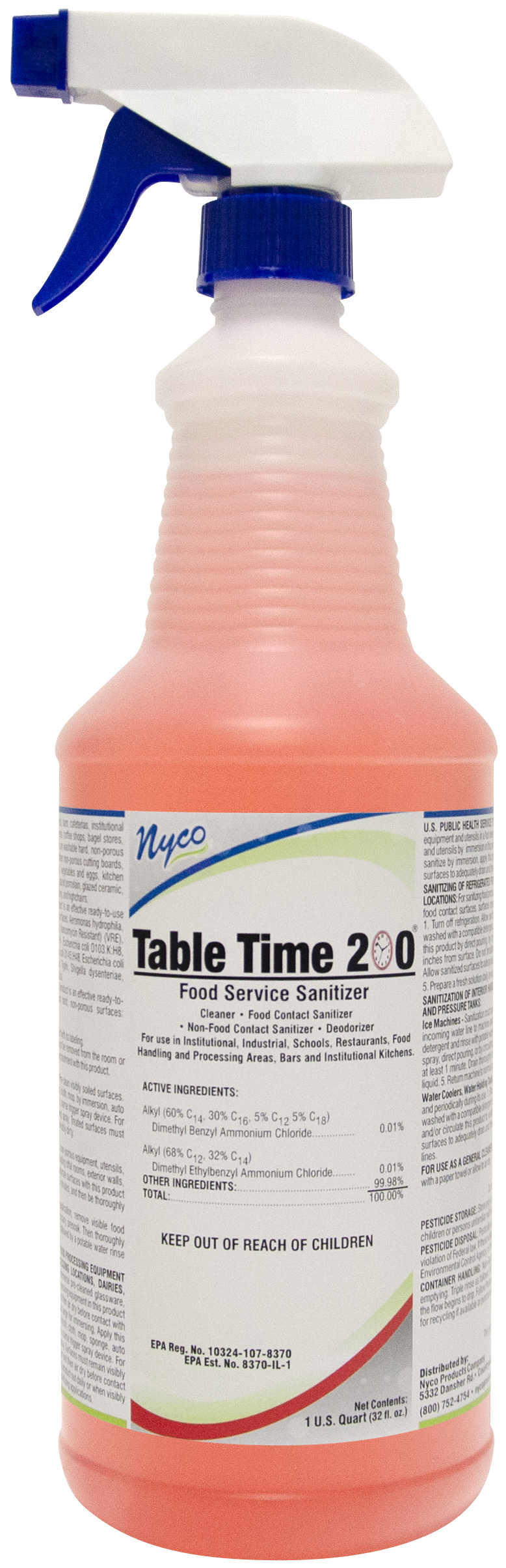 Table Time 200® Food Service Sanitizer Kills 99.999% of Germs